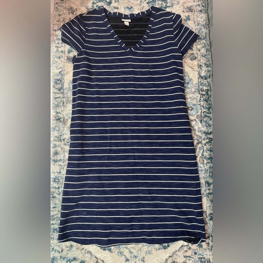 Blue stripped dress. Cut looks good on all types
